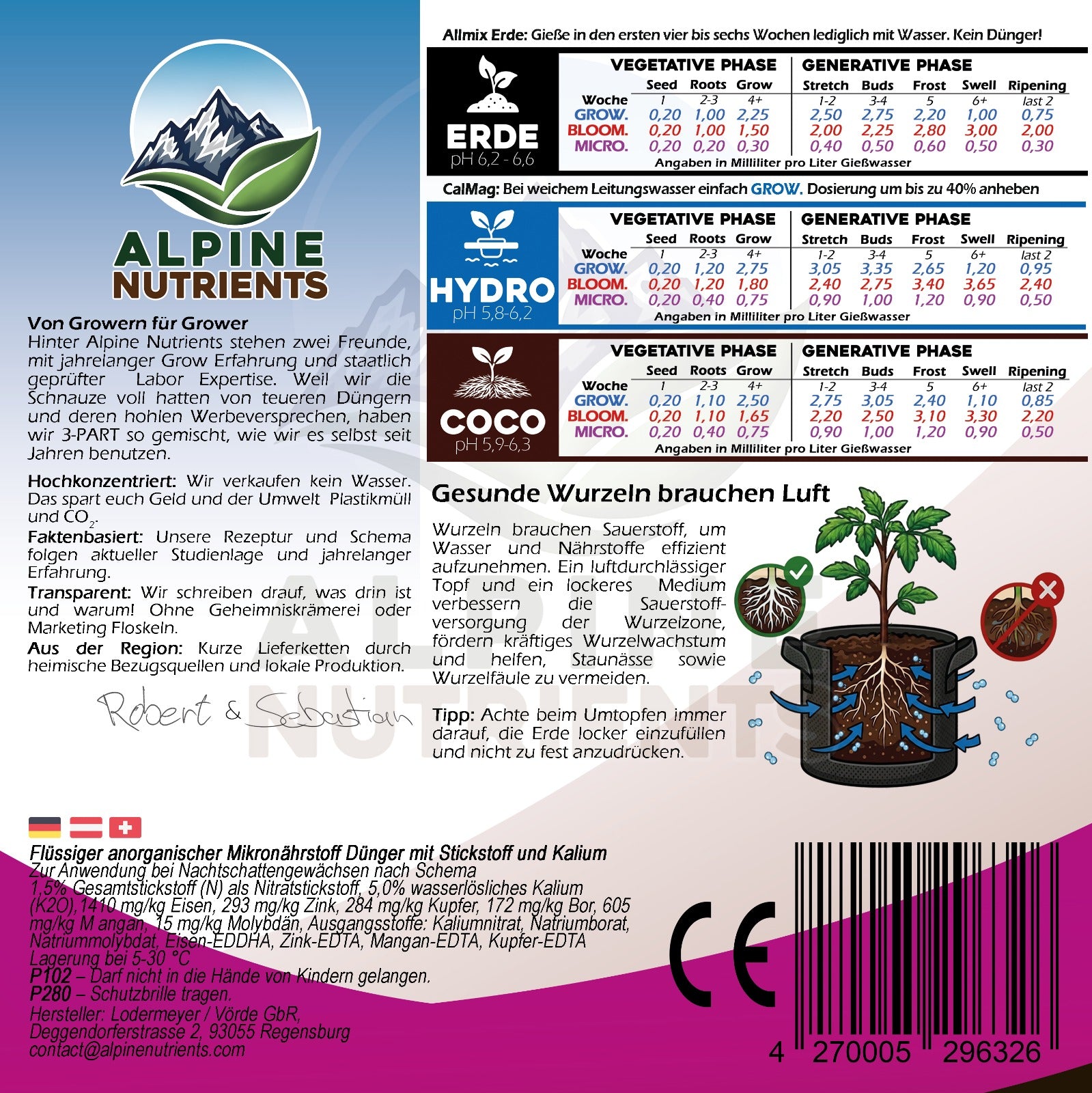 3-Part Micro Anwendung Grow Chelat-Dünger